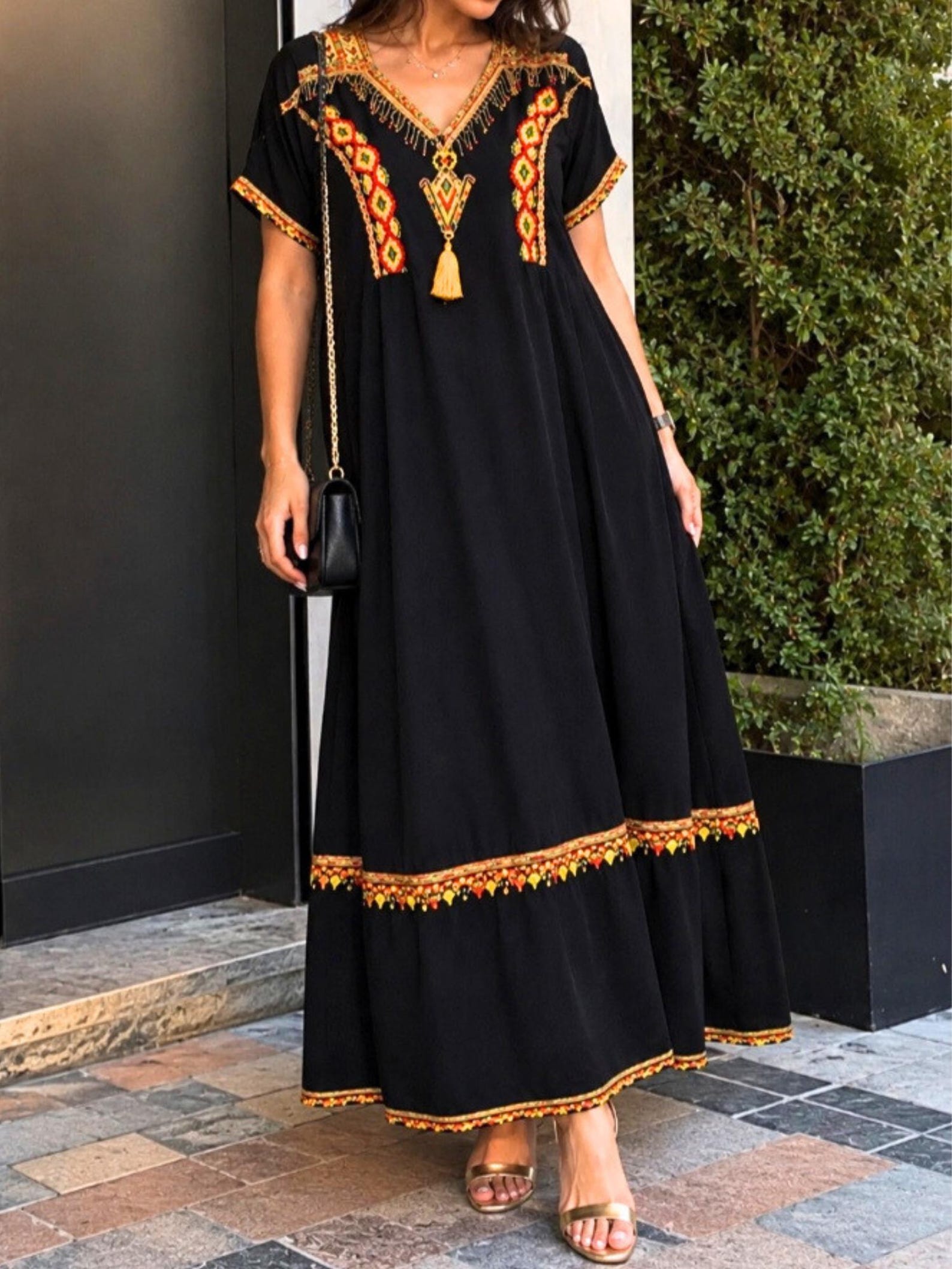 Berber Gandoura elegant dress Black Blue Djellaba for Everyday Personal Clothing Styling