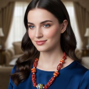 Berber Tagemmout Handmade Red Coral Resin Bead Necklace
