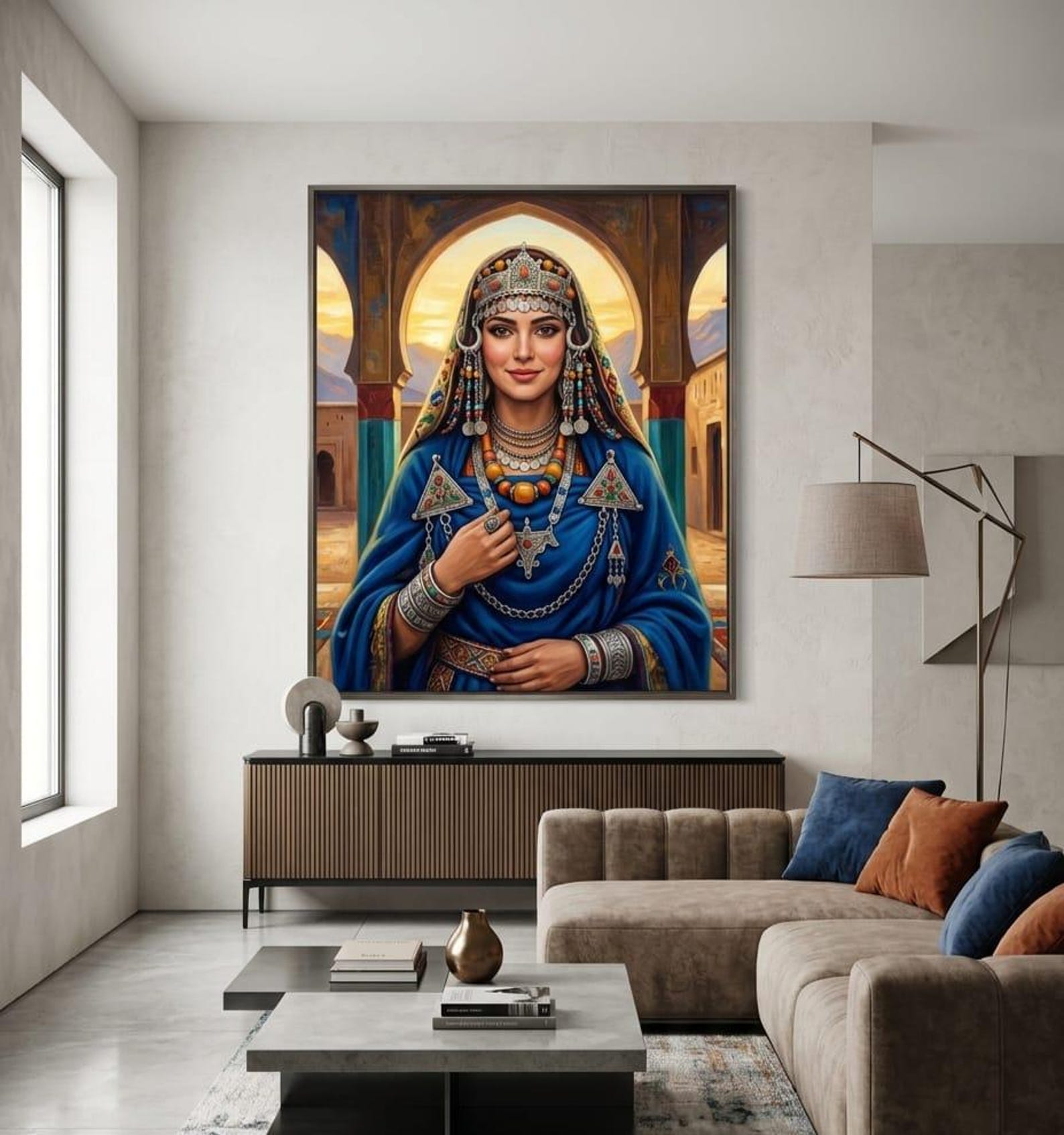 Amazigh Woman Portrait Digital Wall Art Traditional Tableau