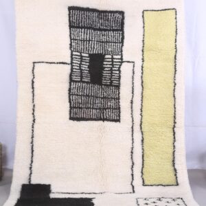 Custom Amazigh Berber Ivory Geometric Natural Wool Living Room Rug