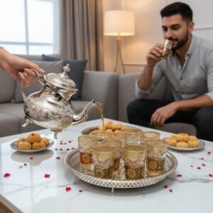 Amazigh Silver Tea Set Tray Glasses Handmade Traditional