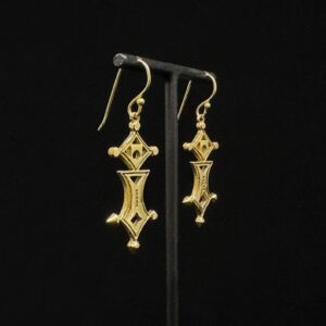 Amazigh Symbole de Earrings Berbères Croix Stylisée Gold-Plated