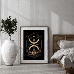 Amazigh Berber Black Gold Modern Symbol Digital Download Wall Art