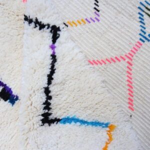 Amazigh Unique Round Minimalist Wool White Colorful Rug