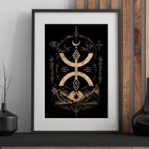 Amazigh Berber Black Gold Modern Symbol Digital Download Wall Art