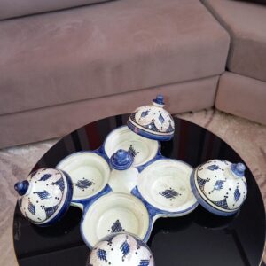 Amazigh Handmade Spice Set Blue Pottery Ceramic Piece