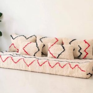 Pouf with Amazigh Wool Majlis Floor Sofa Covers and Pillowcases