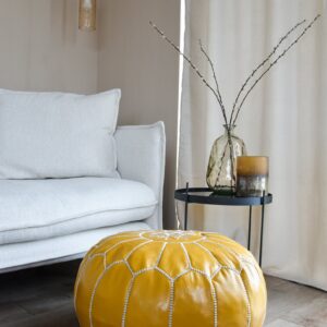 Berber Leather Pouffe Handmade Delivered stuffed Ottoman Pouf