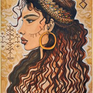 Amazigh La Gazelle Modern Watercolor Portrait Digital Wall Art