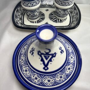 Amazigh serving table dark blue set water Tagine