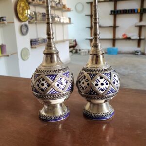 Amazigh White Metal Pottery Perfume Sprayer Set of Two Dispenser