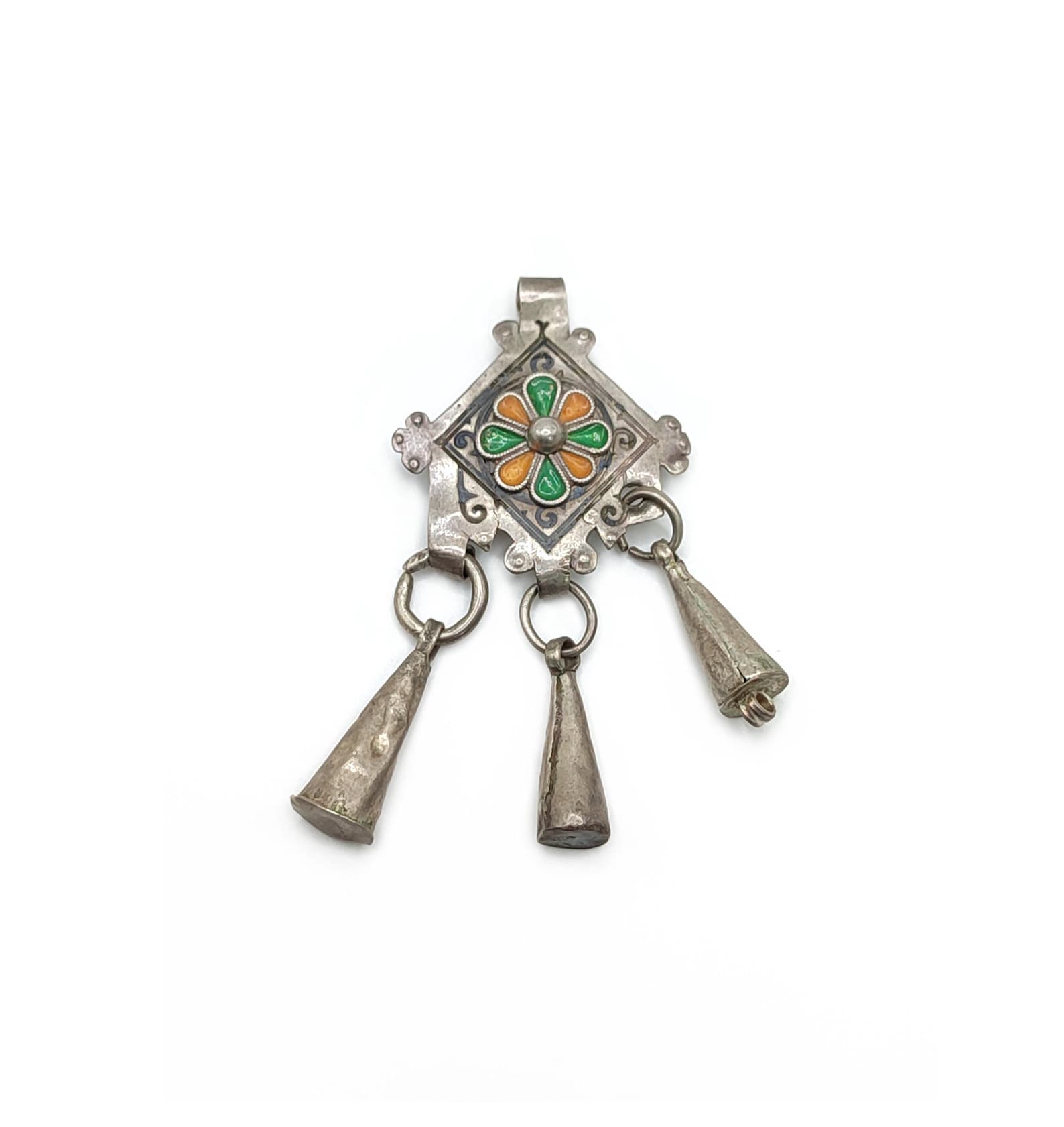 Berber Antique ( ) pendant silver and enamel old amulet South Necklace