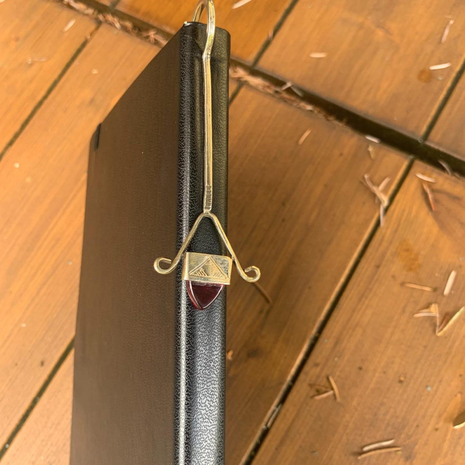 Berber Handmade Tuareg Engraved Metal Red Stone Bookmark