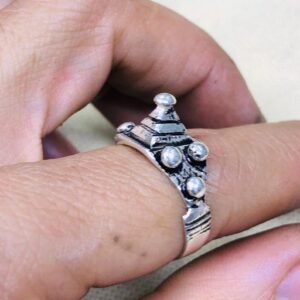 Handmade Amazigh Berber Solid Silver Geometric Pyramid Cone Ring