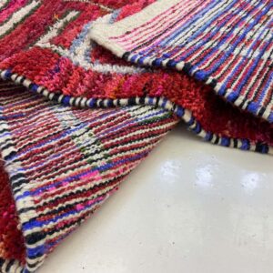 Berber Handwoven Red Wool Geometric Tribal Area Rug