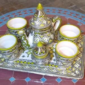 Berber Handmade Tea Set Silver Nickel Pottery Bowl