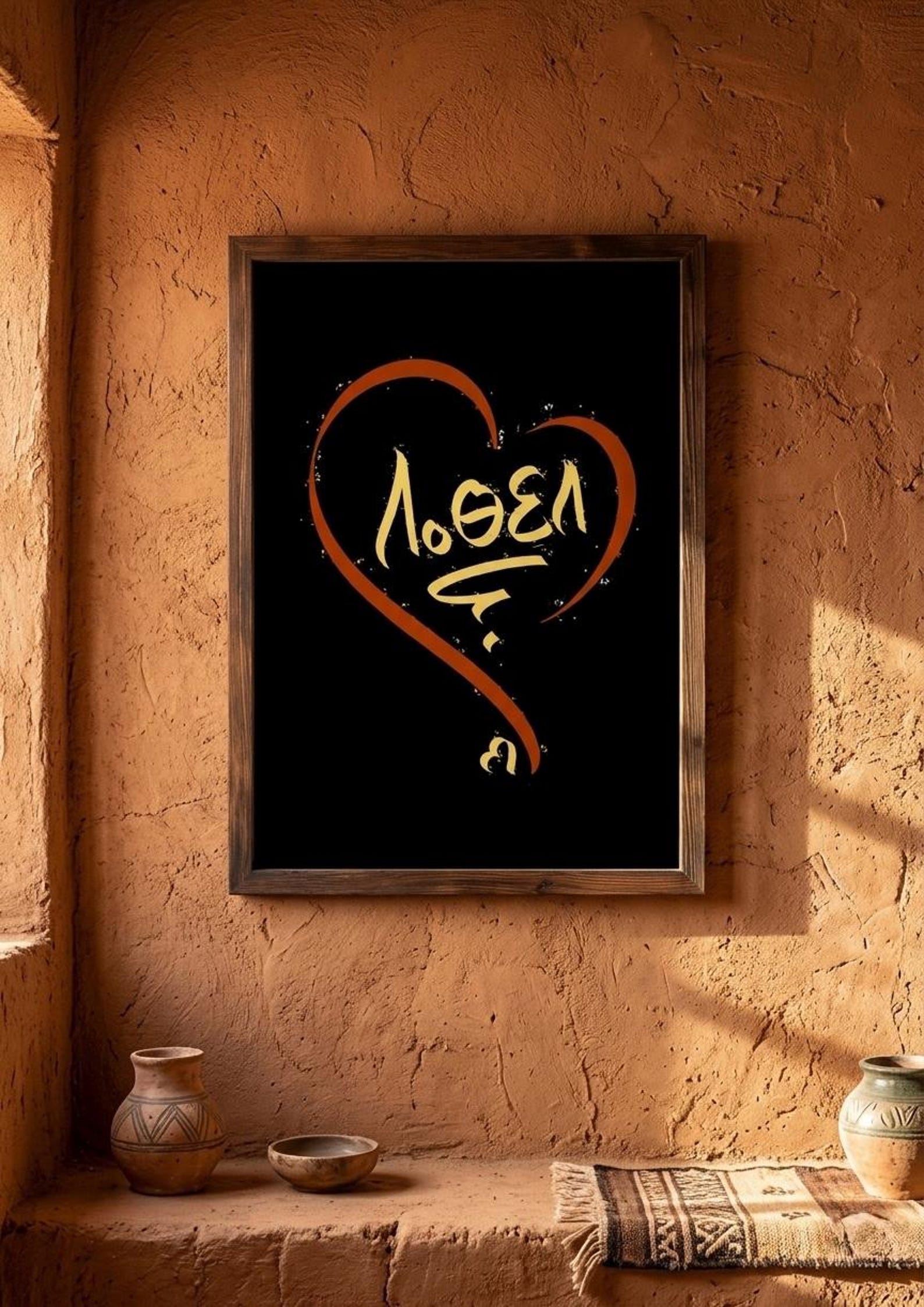 Custom Amazigh Tifinagh Name Heart Personalized Digital Wall Art