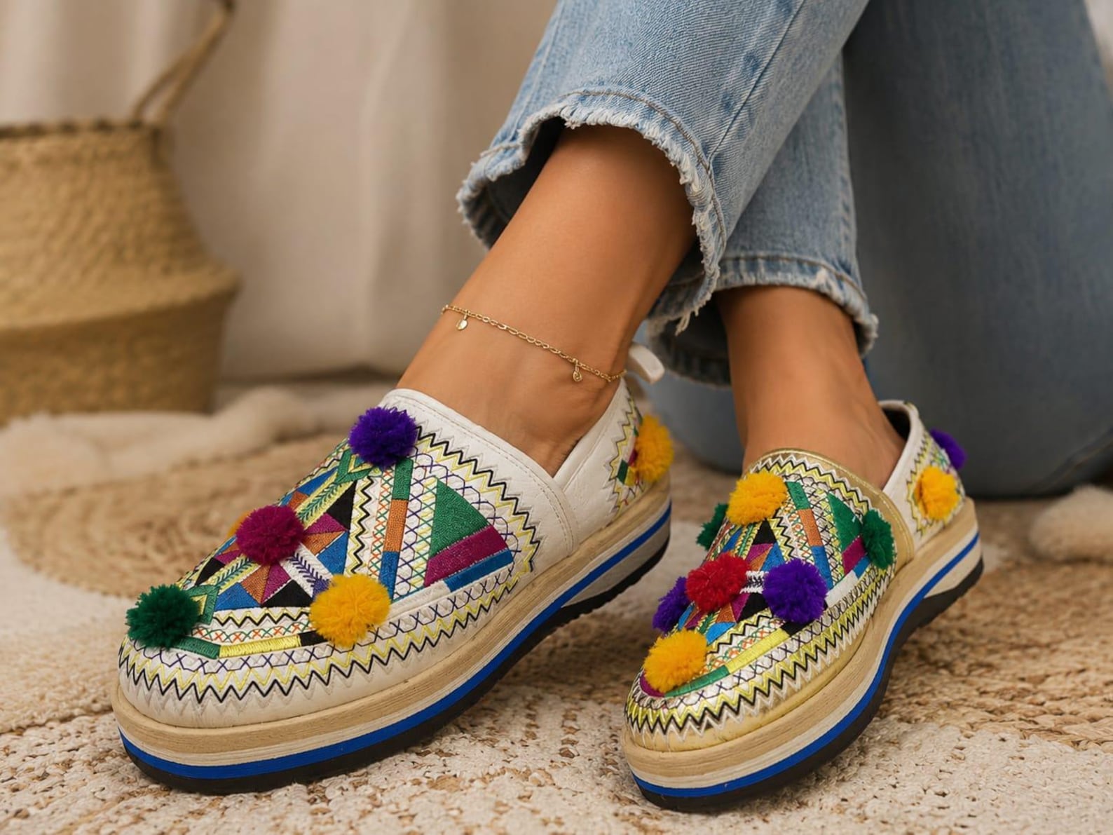 Berber Slippers Handmade Colorful Traditional Footwear Babouche Shoes