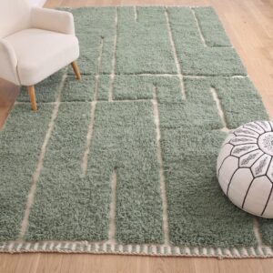 Berber Custom Design Wool Geometric Neutral Living Room Rug