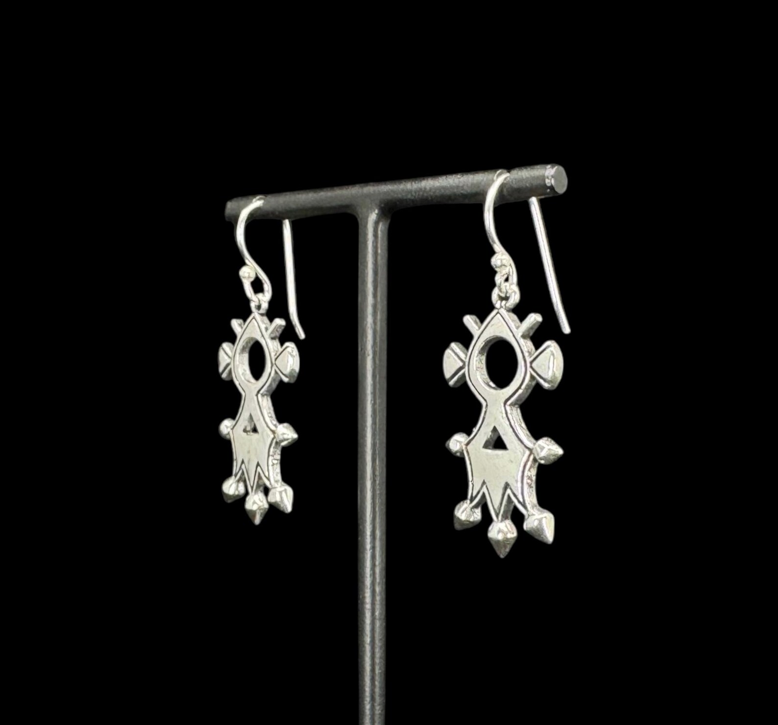 Amazigh Stylized Cross Silver Plated Berbères Earrings Symbol