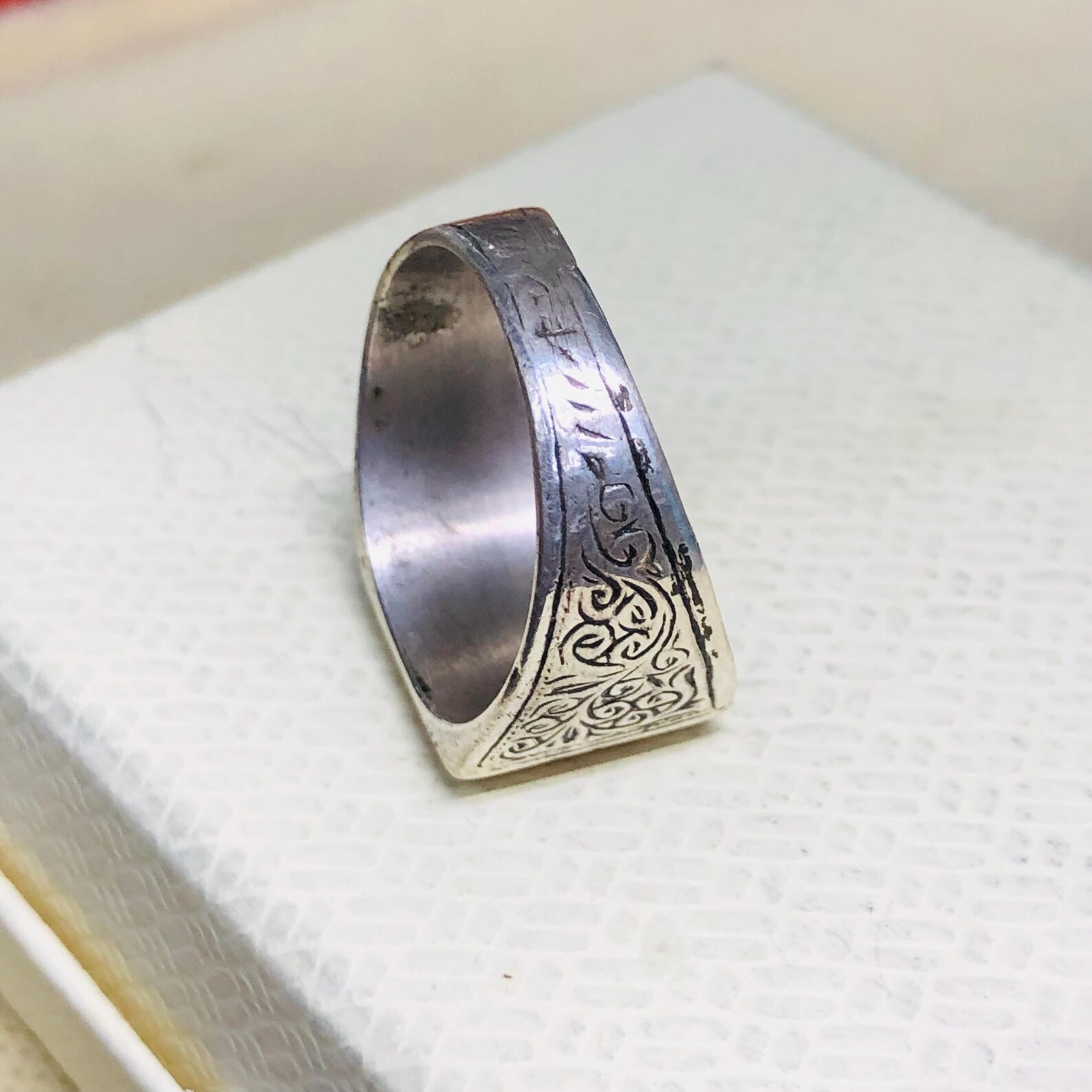 Handmade Berber Tuareg Engraved 925 Sterling Silver Adjustable Ring