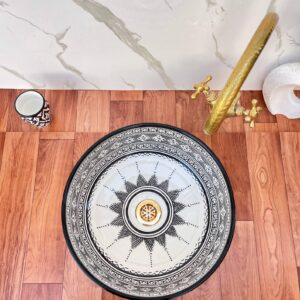 Amazigh Hand Painted Multiband Bathroom Sink Basin Ceramic Ring