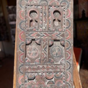 Antique Amazigh Berber Carved Wood Door Panel Wall Art