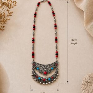 Berber Handmade Style Ethnic Silver-Tone Pendant Tribal Necklace