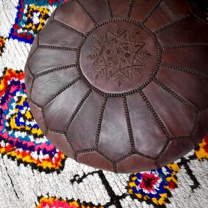 Berber Artisanal Leather Handmade Pouffe Delivered stuffed Pouf