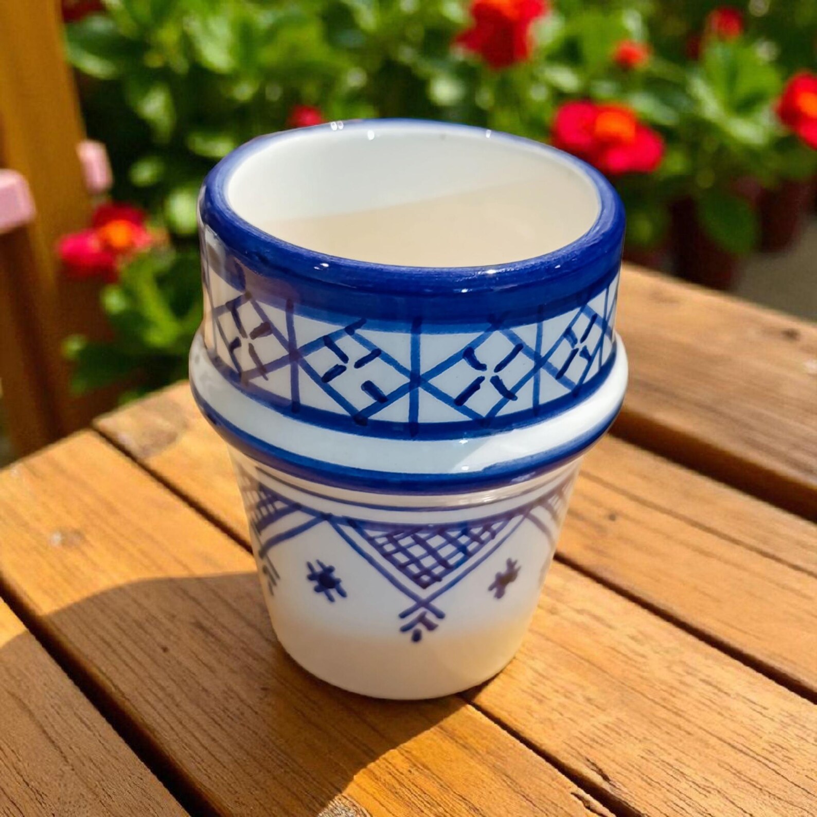 Berber Handmade Ceramic Cups Set Blue White Mug