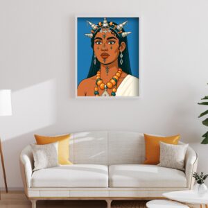 Berber Woman Face Tattoo Illustration Digital Wall Art Print