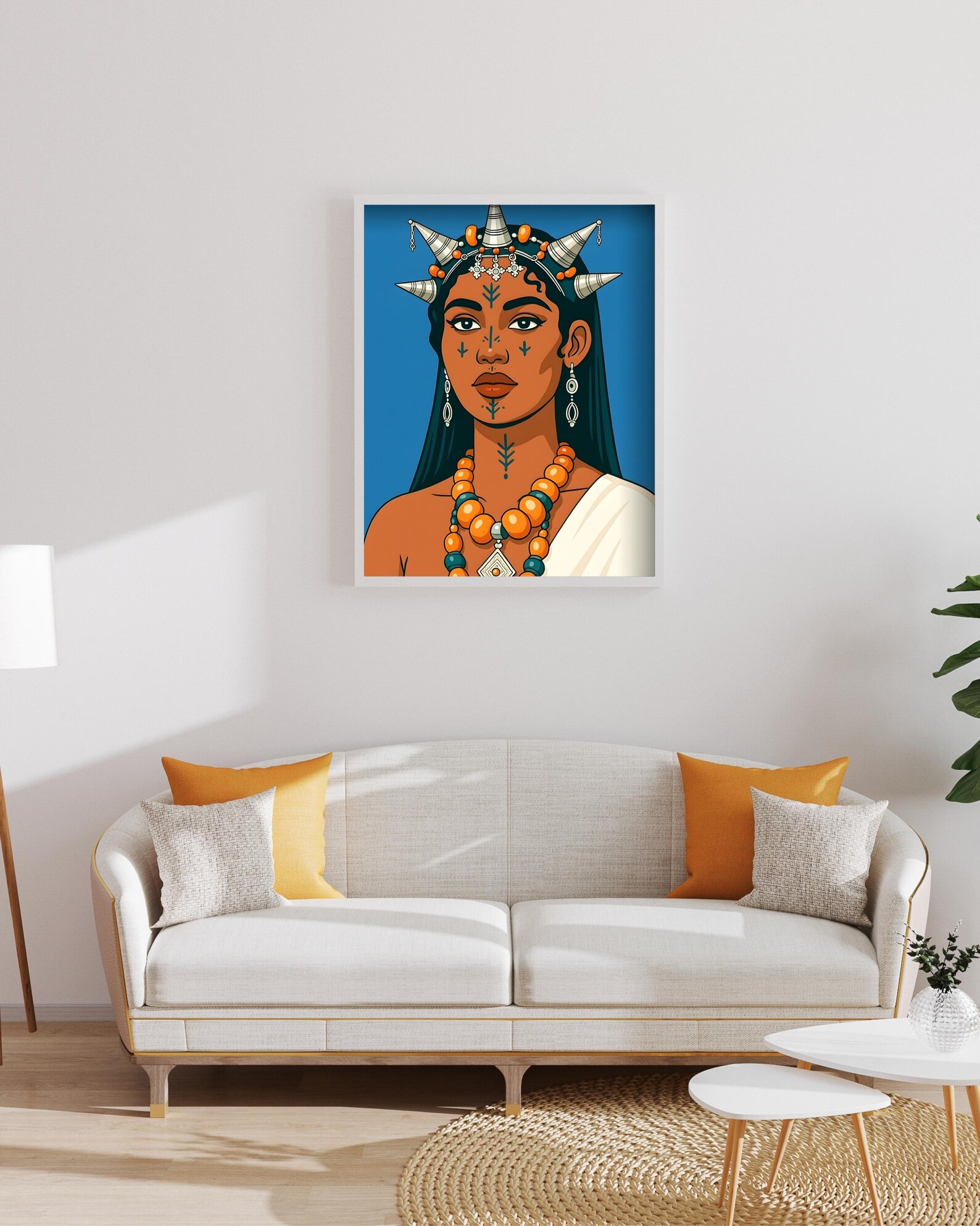 Berber Woman Face Tattoo Illustration Digital Wall Art Print