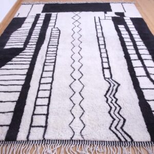 Custom Amazigh Berber Wool Neutral Living Room Geometric Handmade Rug