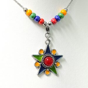 Amazigh Kabyle Beaded Stainless Steel Necklace with Customizable Pendant