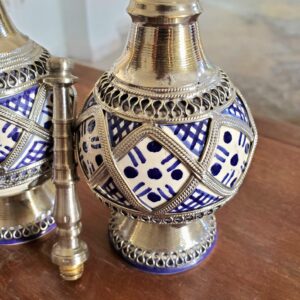 Amazigh White Metal Pottery Perfume Sprayer Set of Two Dispenser