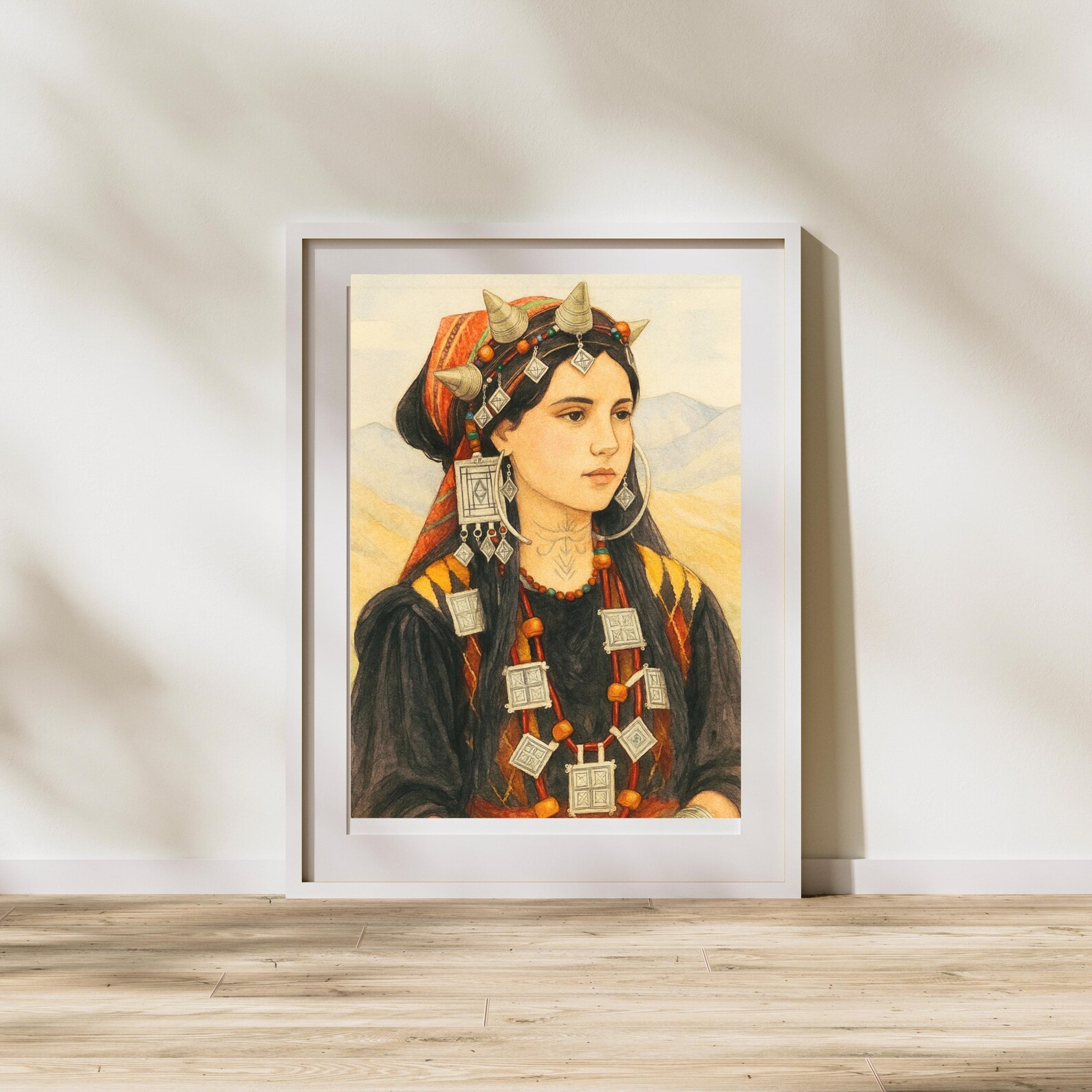 Berber Woman Portrait Print Jewelry Art Digital Download