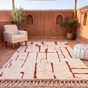 Berber Custom Design Wool Neutral Geometric Living Room Rug