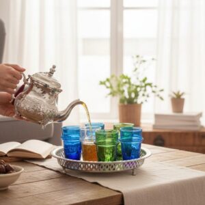 Berber Handmade Tea Set Traditional Silver Teapot Tray