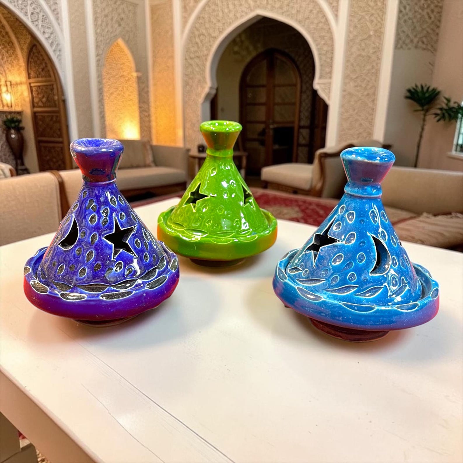 Berber Handmade Mini Ceramic Tealight Tagine Candle Holder