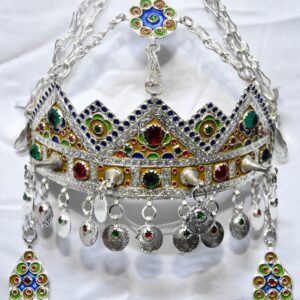 Berber Taounza Amazigh Plated Silver Enamel Tribal Crown Jewelry Headband