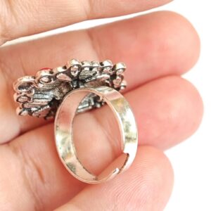 Amazigh Ring in métal argenté émaillé kabyle- - berbère