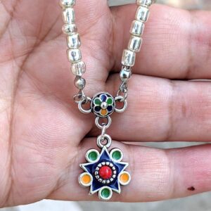 Amazigh Kabyle Natural Stone Seed Bead Enameled Pendant Necklace