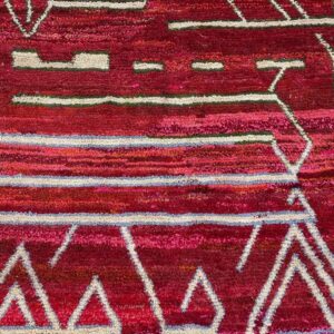 Berber Handwoven Red Wool Geometric Tribal Area Rug