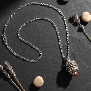 Amazigh Kabyle Berber Silver-Tone Enamel Pendant Stainless Steel Necklace