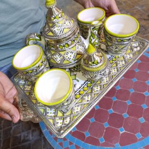 Berber Handmade Tea Set Silver Nickel Pottery Bowl