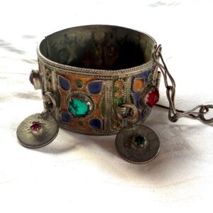Amazigh Vintage Enamelled Red Cuff Bangle Coin Bracelet