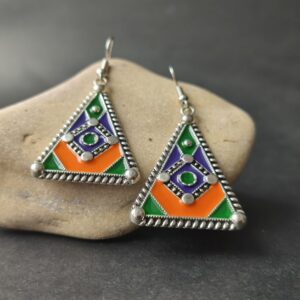 Amazigh Boucles d oreilles ethniques triangulaires Kabyle Earrings