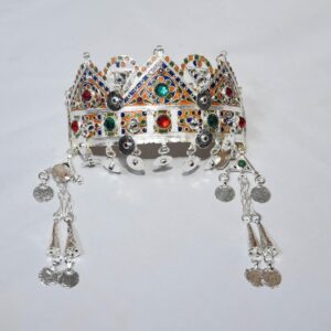 Handmade Amazigh Berber Taounza Silver Enamel Tribal Crown Headband