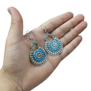 Amazigh Blue and Yellow Enamel Tribal Lightweight Dangle Earrings
