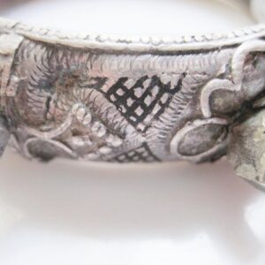 Amazigh Vintage Silver Knob Yellow Bracelet From Morocco